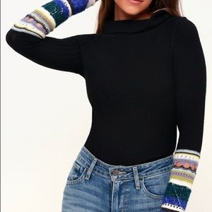 NWT Free People Mixed Up Cuff Thermal Long Sleeve